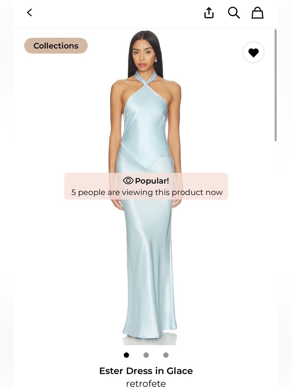 Retrofete Pale Blue Satin Maxi Slip Dress